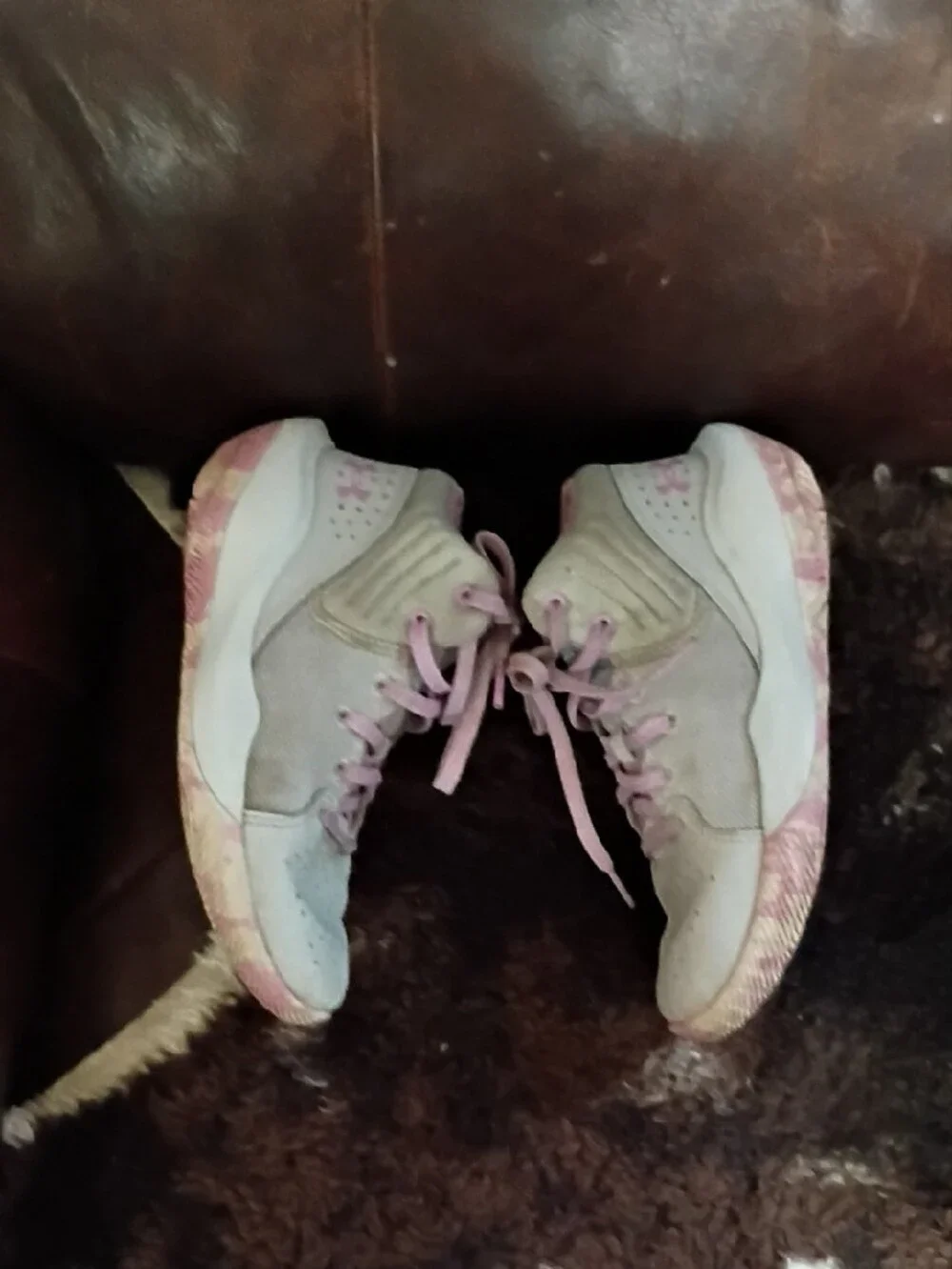 Under Armour Girls White and Pink Sneakers